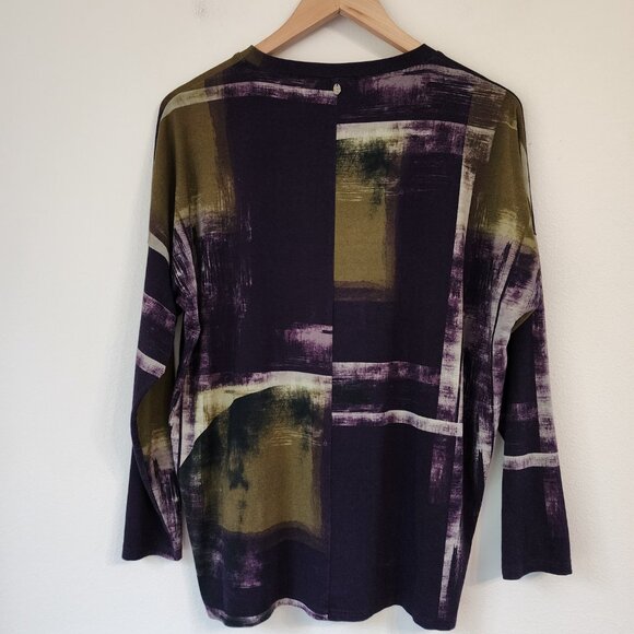 Q’Neel Women Abstract Printed A-Line Tunic, Plum/Ochre Sz 6 Viscose Blend Casual - Picture 3 of 15